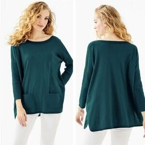 Lilly Pulitzer Cobo Metallic Teal Boatneck Sweater Size Med
